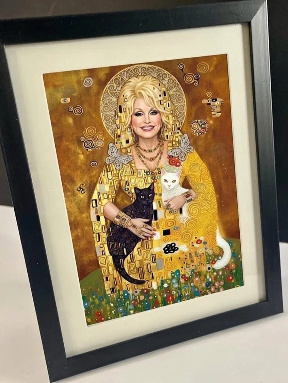 Framed Dolly Parton in the Style of Gustav Klimt art print 5”x7”